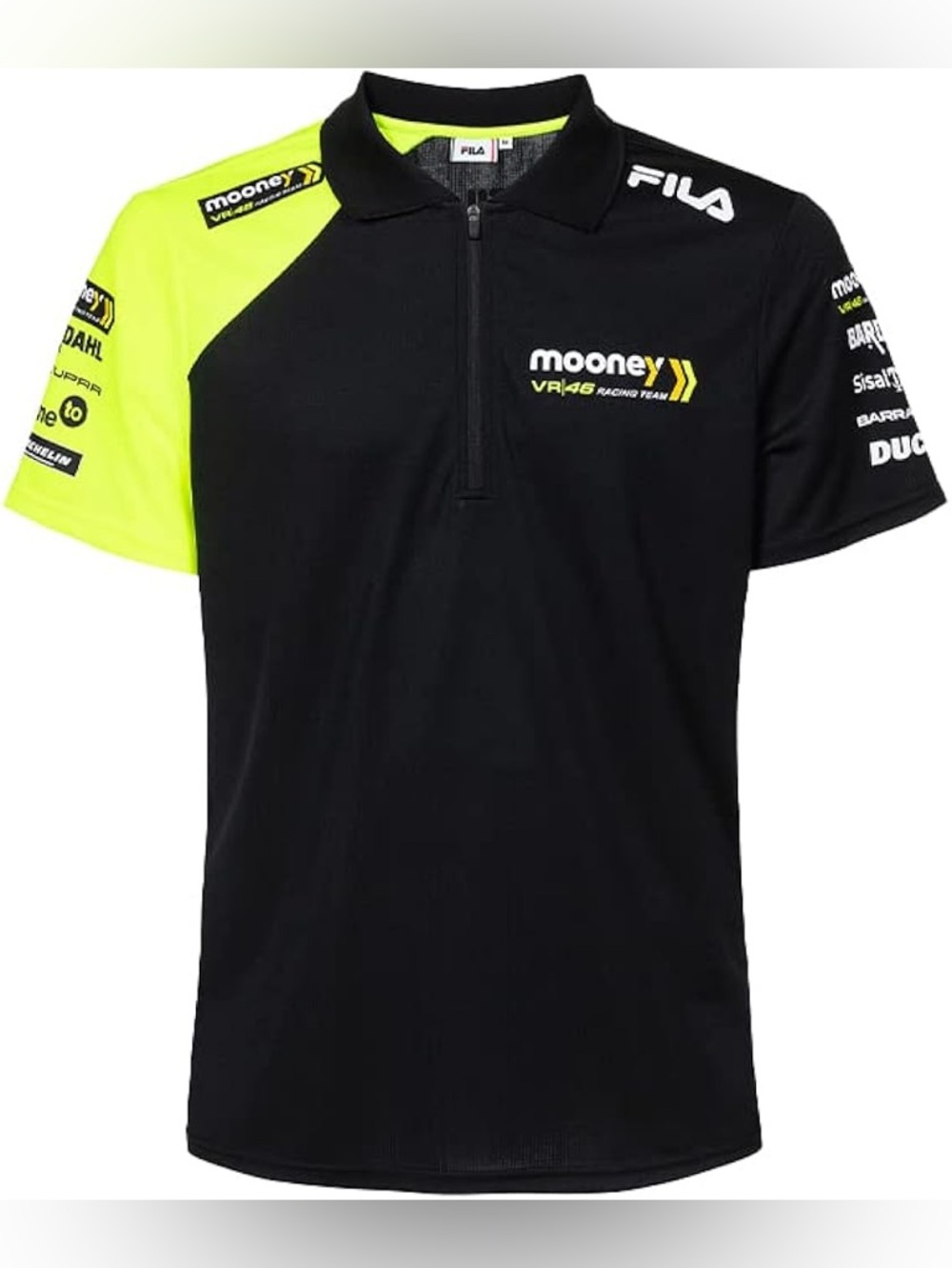 Fila Black Polo with Neon Yellow Accent Racing Logos